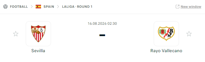 Soi Kèo Sevilla vs Rayo Vallecano 02h30 Ngày 16/08 – Vòng 1 La Liga
